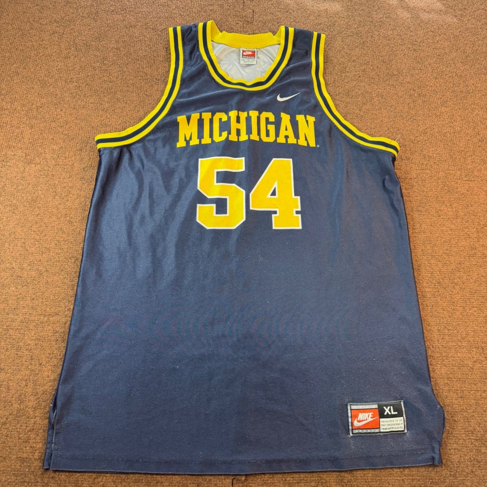 A+ Nike Michigan Wolverines Basketball Jersey Mens XL Navy Blue 54 Vintage 90s